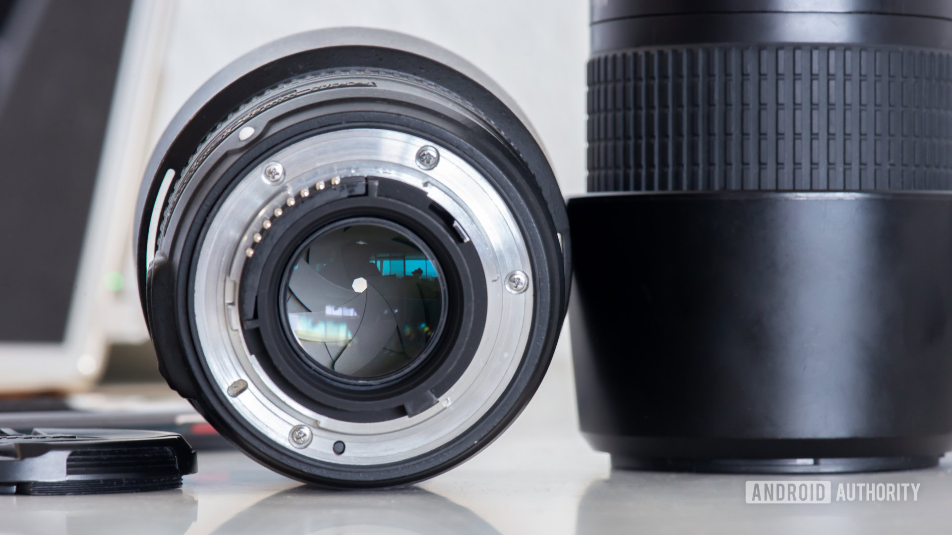 Camera lens showing shutter Camera lens showing shutter