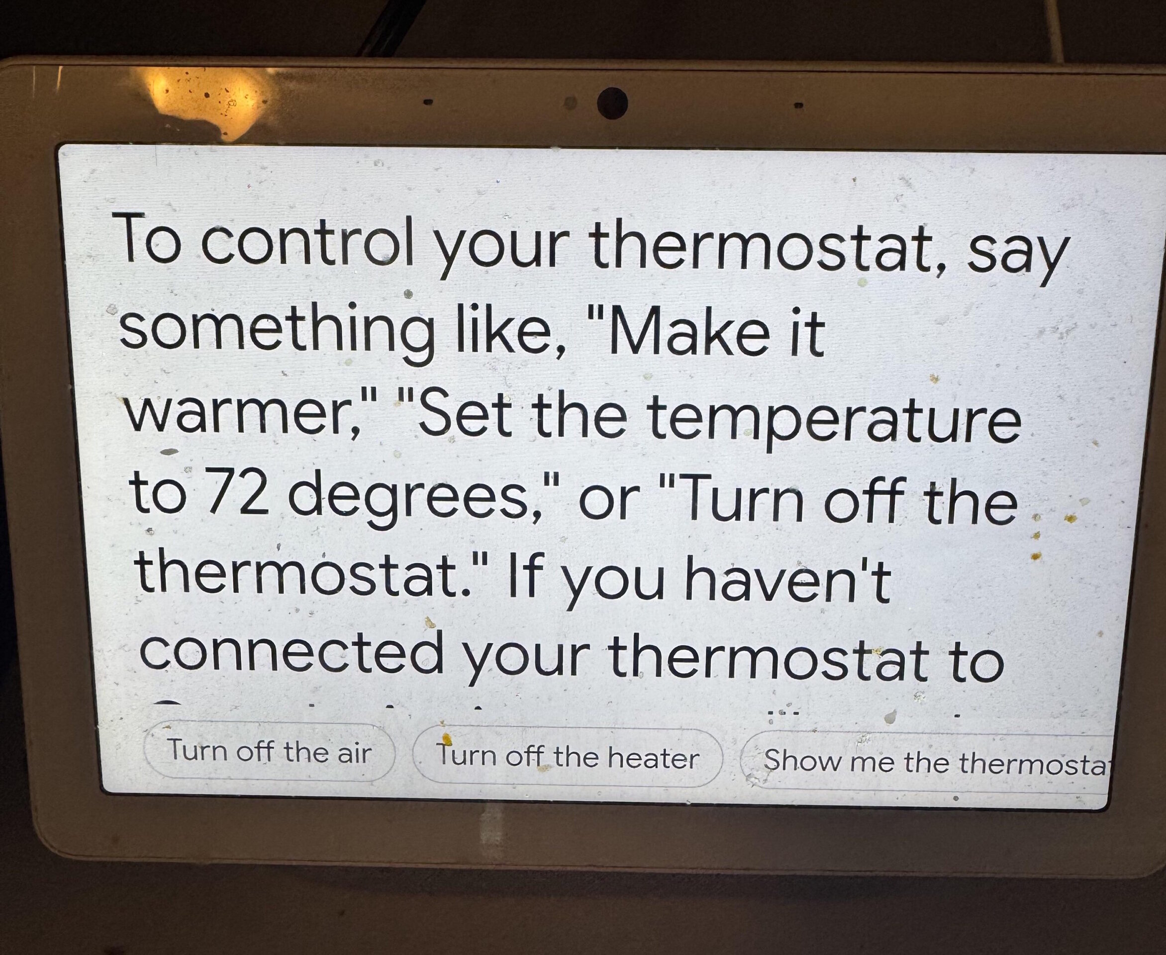 Google Nest Hub unable to control thermostat