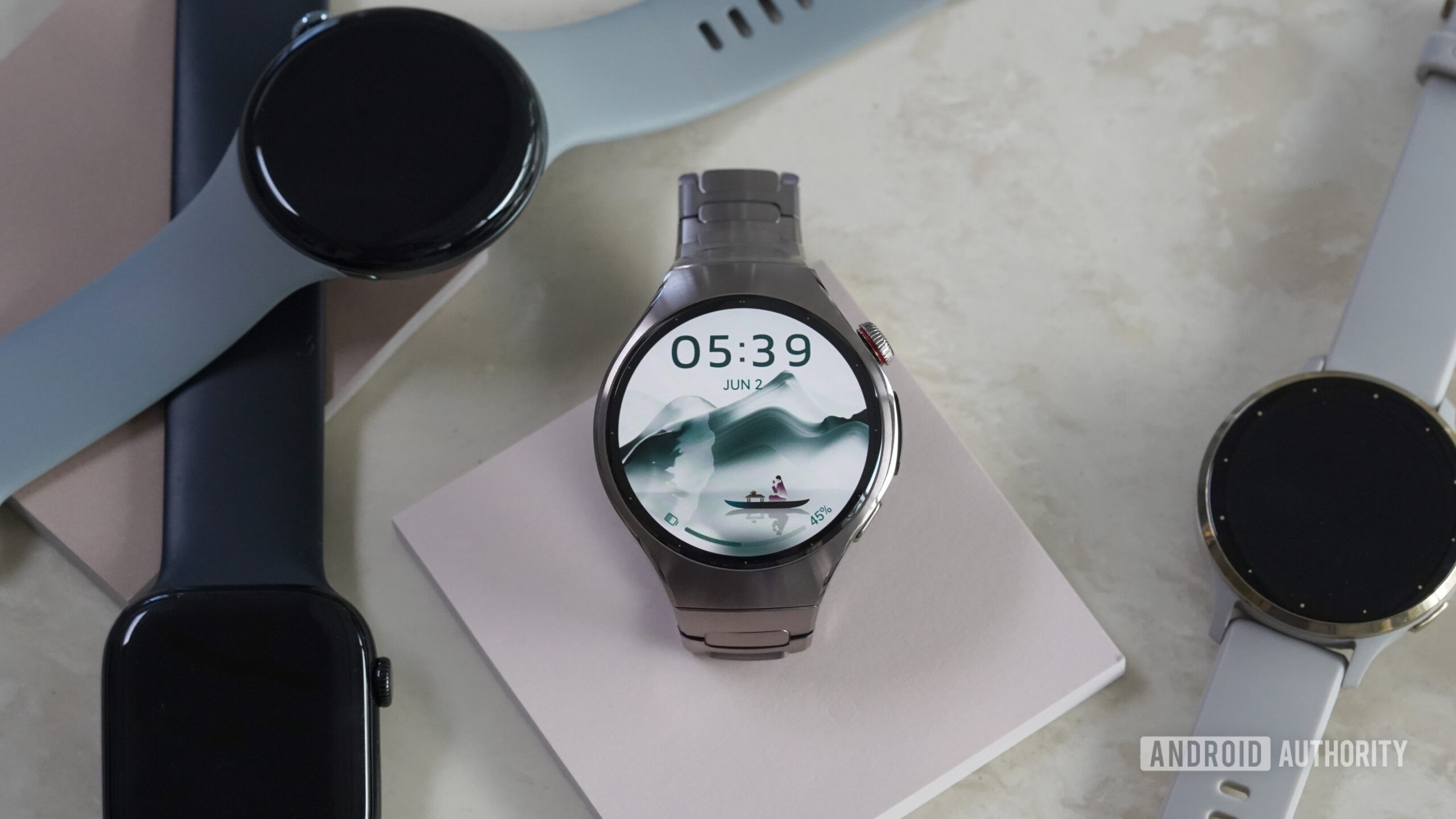 Huawei Watch 5 alternatives A Huawei Watch 5 rests among alternatives.